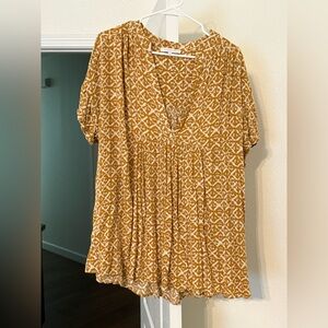 Women's Mustard Patterned Top